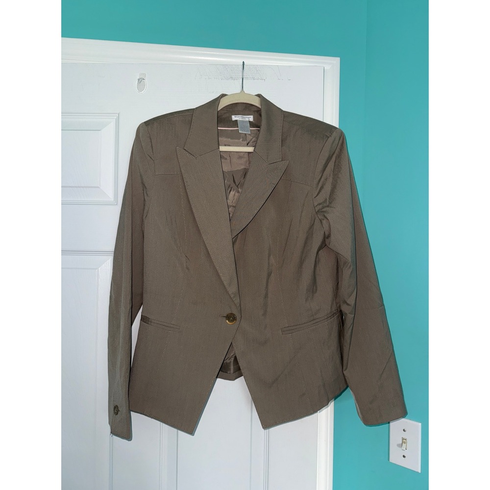 Worthington Stretch Womens Size 14 Blazer Taupe Brown Single Button Jacket